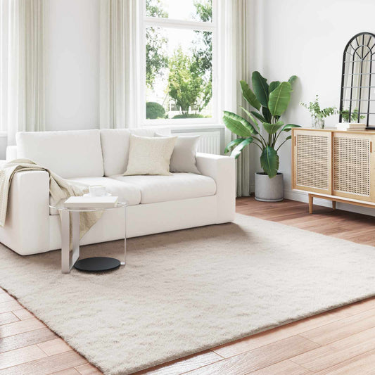 Anti-Slip Faux Rabbit Fur Rug OLITE Beige 240 x 240 cm