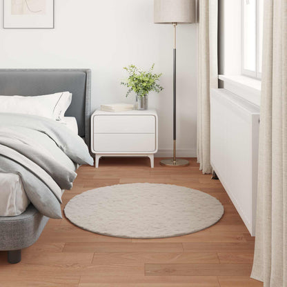 Anti-Slip Faux Rabbit Fur Rug OLITE Beige Ø 100 cm Polyester