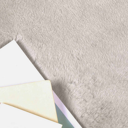 Anti-Slip Faux Rabbit Fur Rug OLITE Beige Ø 100 cm Polyester