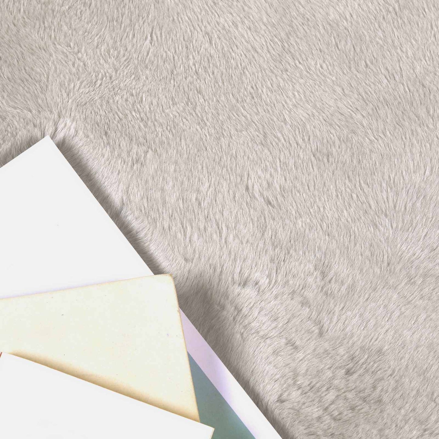 Anti-Slip Faux Rabbit Fur Rug OLITE Beige Ø 160 cm Polyester