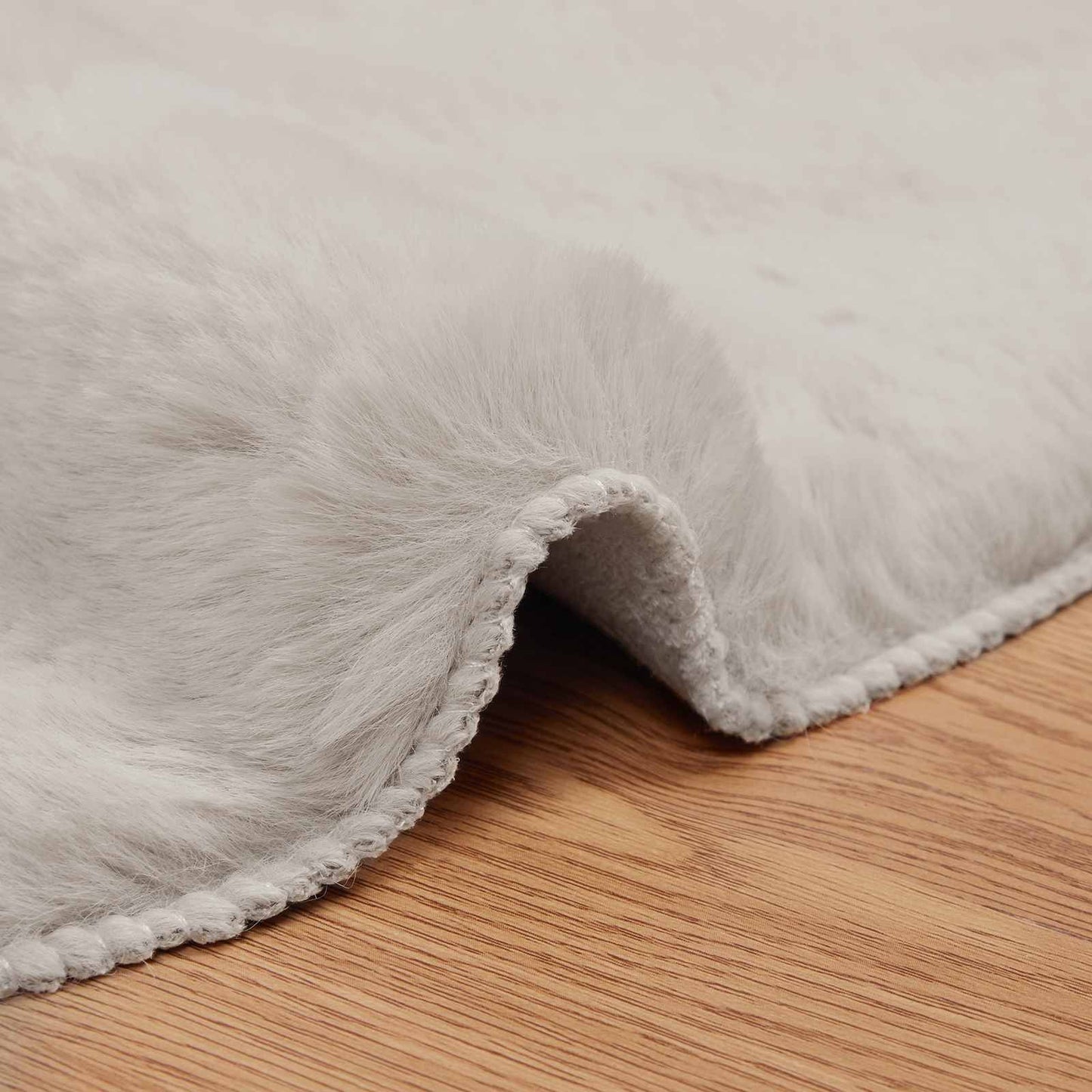 Anti-Slip Faux Rabbit Fur Rug OLITE Beige Ø 200 cm Polyester