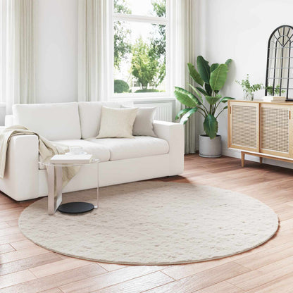 Anti-Slip Faux Rabbit Fur Rug OLITE Beige Ø 200 cm Polyester