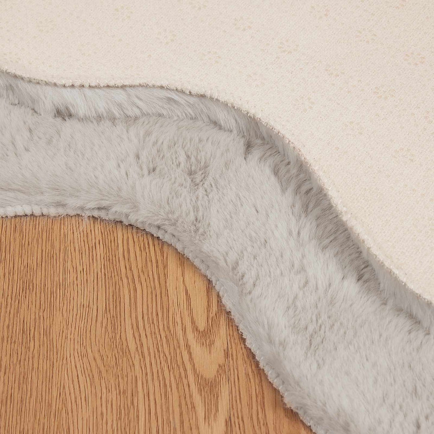 Anti-Slip Faux Rabbit Fur Rug OLITE Beige 80 x 120 cm Polyester