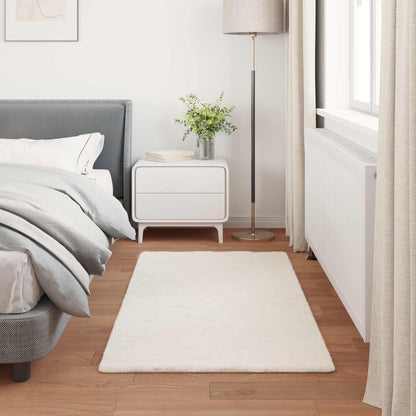 Anti-Slip Faux Rabbit Fur Rug OLITE Cream 60 x 110 cm Polyester