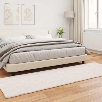 Anti-Slip Faux Rabbit Fur Rug OLITE Cream 80 x 250 cm Polyester