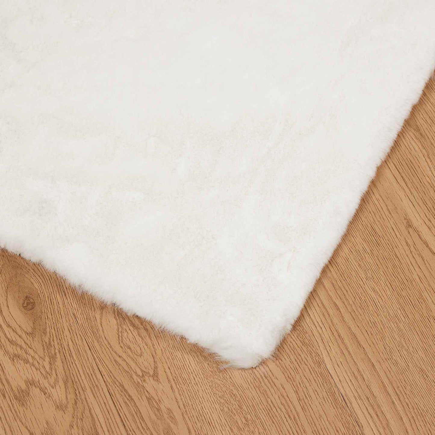Anti-Slip Faux Rabbit Fur Rug OLITE Cream 160 x 160 cm