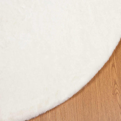 Anti-Slip Faux Rabbit Fur Rug OLITE Cream Ø 80 cm Polyester