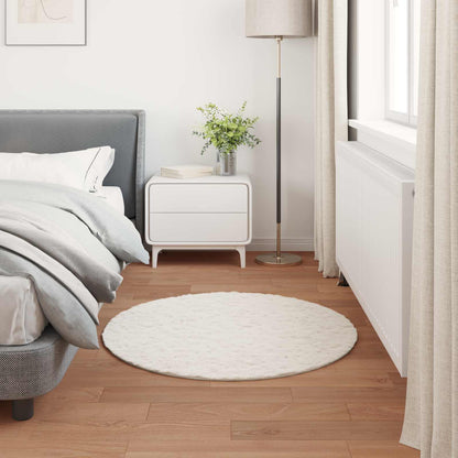 Anti-Slip Faux Rabbit Fur Rug OLITE Cream Ø 80 cm Polyester
