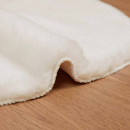 Anti-Slip Faux Rabbit Fur Rug OLITE Cream 50 x 80 cm Polyester