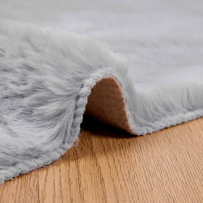 Anti-Slip Faux Rabbit Fur Rug OLITE Grey 60 x 110 cm Polyester