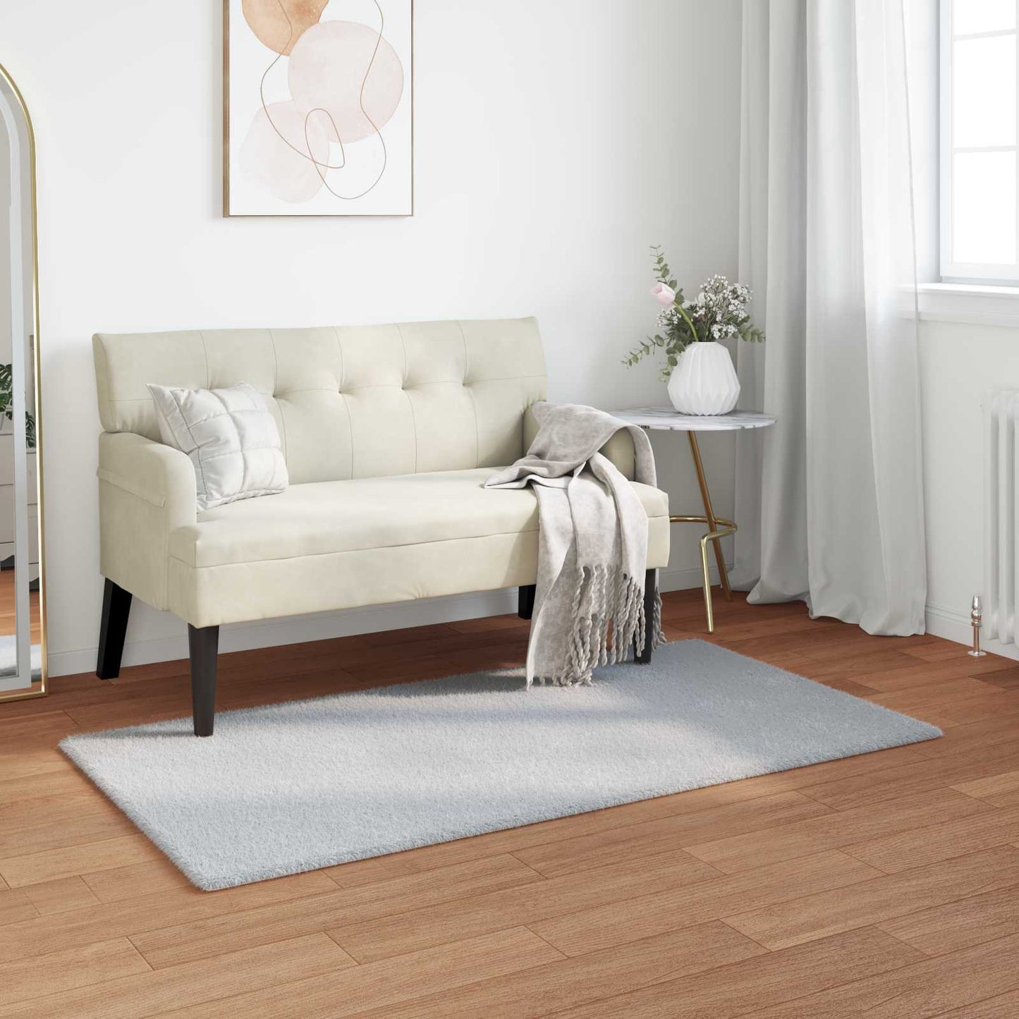 Anti-Slip Faux Rabbit Fur Rug OLITE Grey 60 x 110 cm Polyester