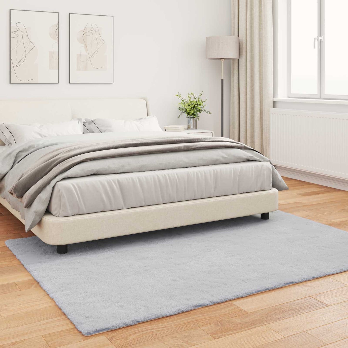 Anti-Slip Faux Rabbit Fur Rug OLITE Grey 120 x 170 cm Polyester