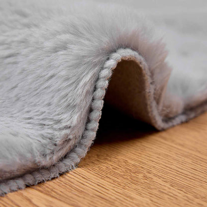 Anti-Slip Faux Rabbit Fur Rug OLITE Grey Ø 160 cm Polyester