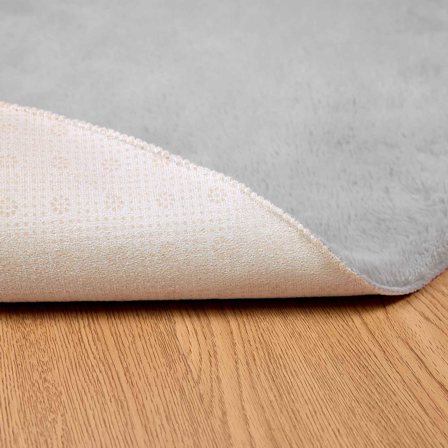 Anti-Slip Faux Rabbit Fur Rug OLITE Grey Ø 160 cm Polyester
