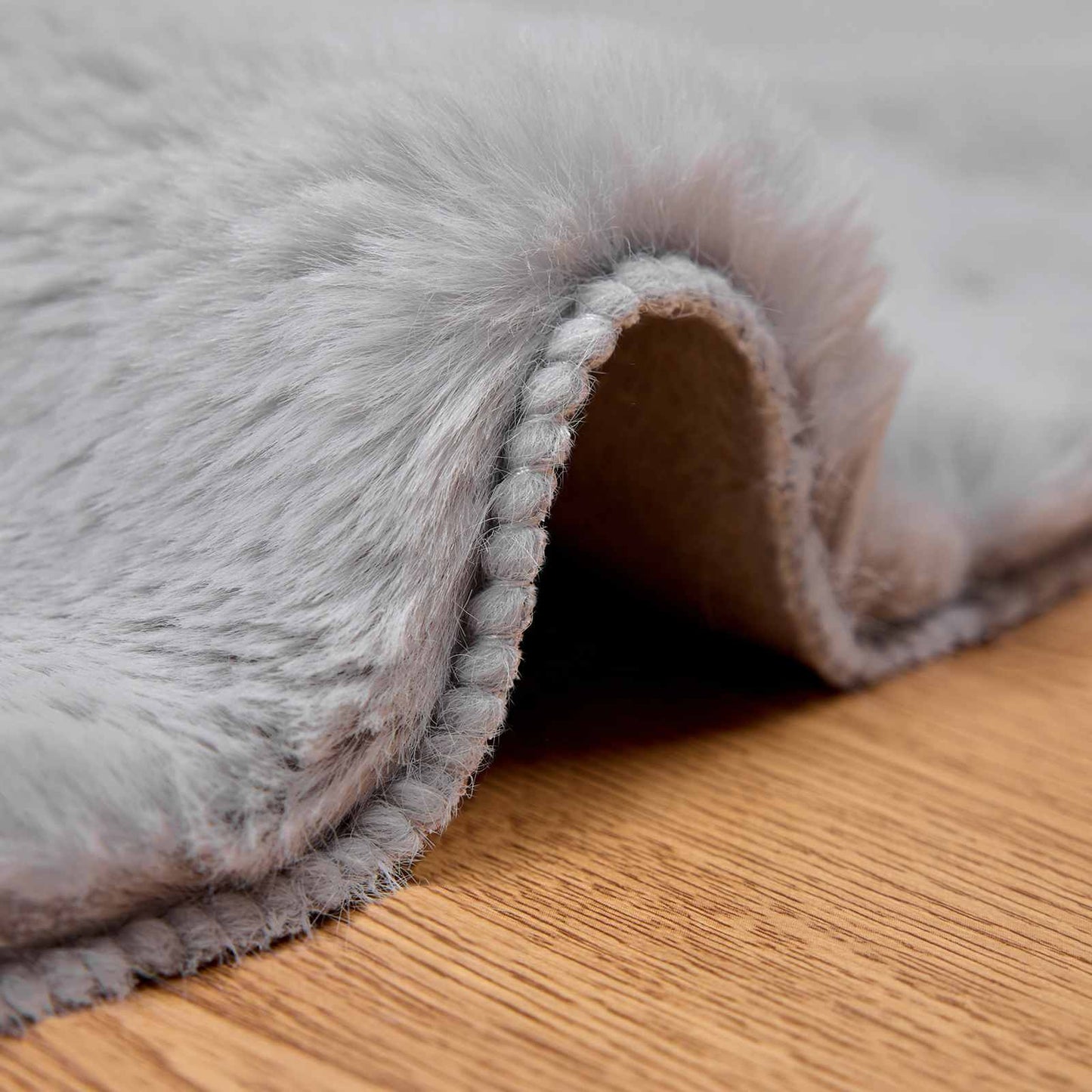 Anti-Slip Faux Rabbit Fur Rug OLITE Grey Ø 200 cm Polyester
