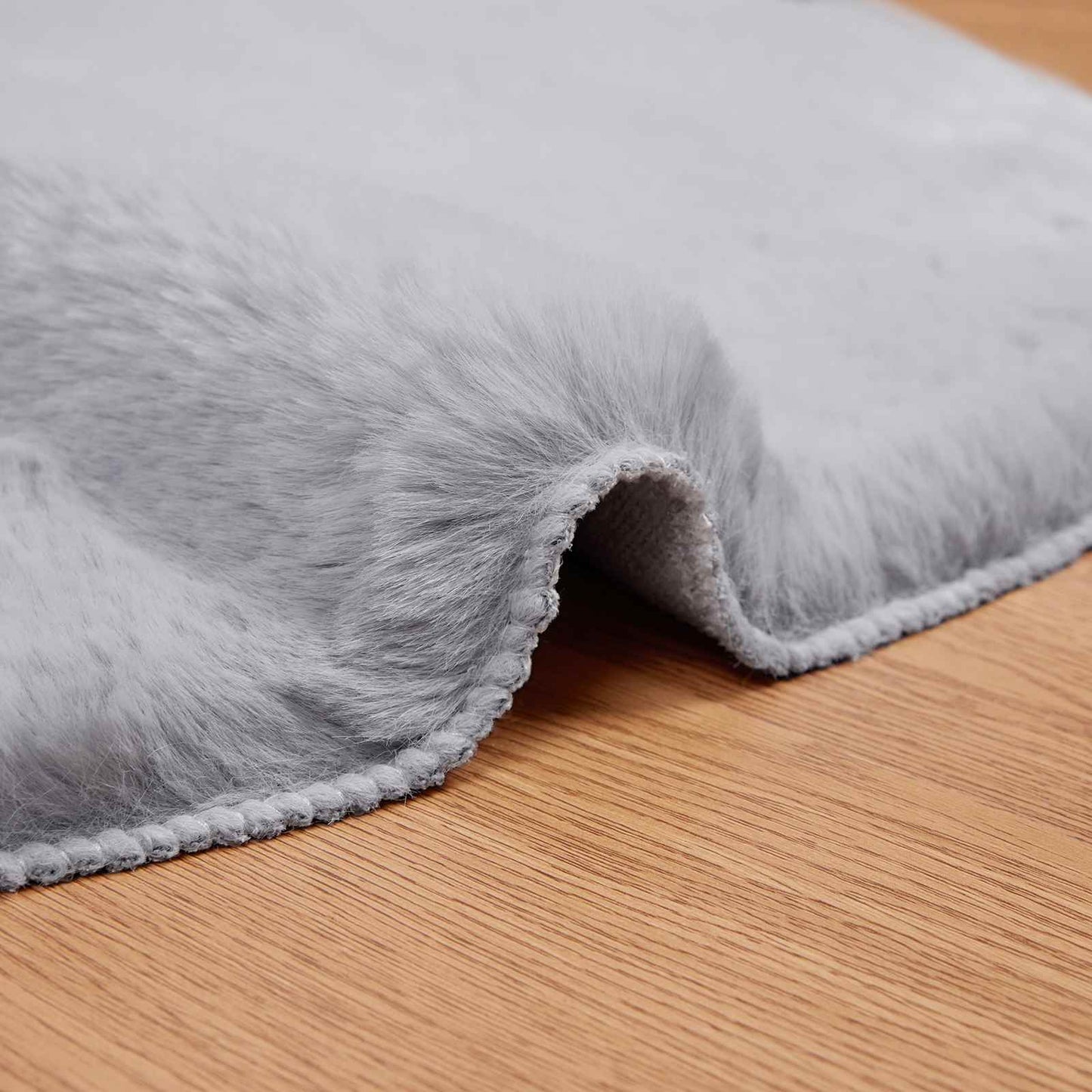 Anti-Slip Faux Rabbit Fur Rug OLITE Grey 50 x 80 cm Polyester