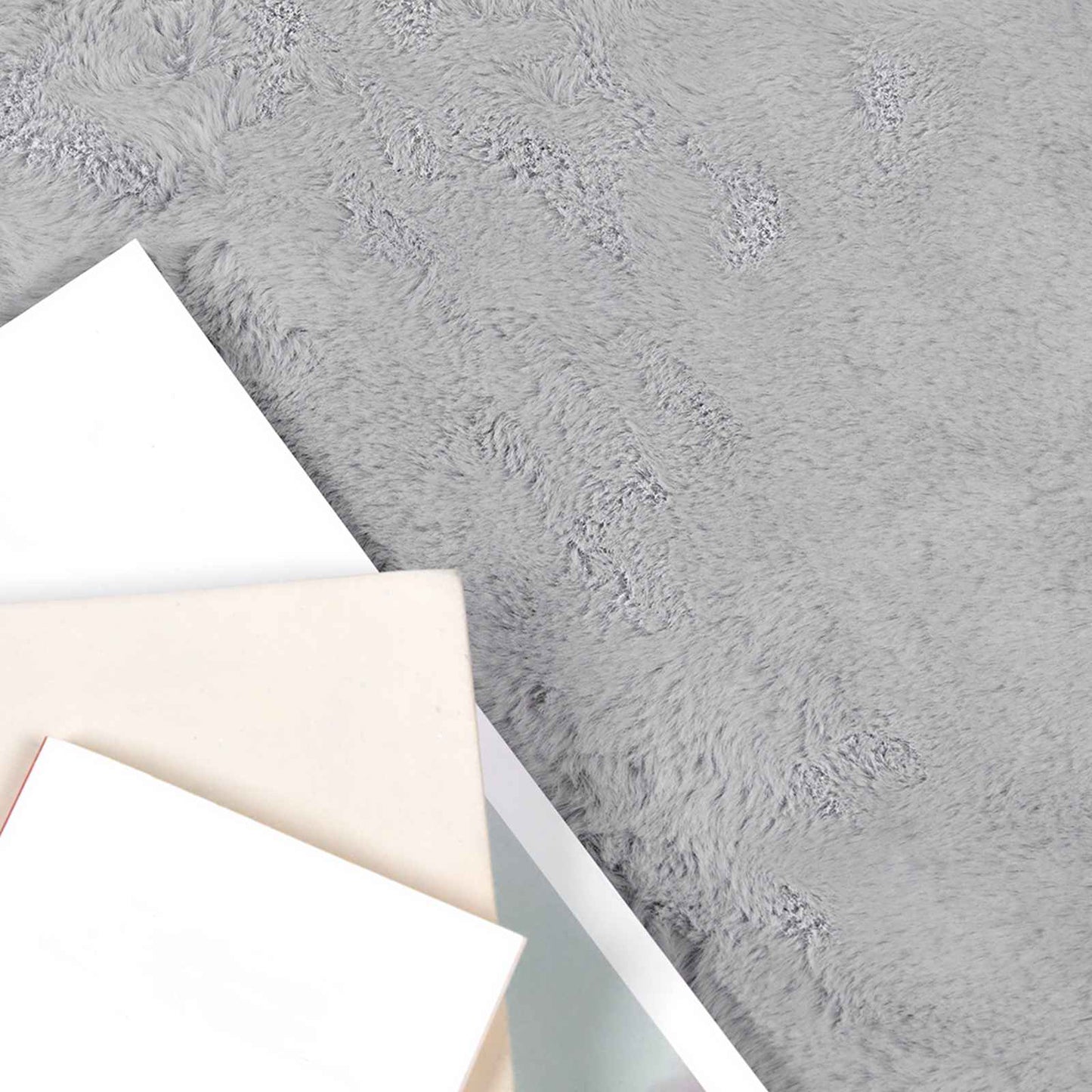 Anti-Slip Faux Rabbit Fur Rug OLITE Grey 50 x 80 cm Polyester