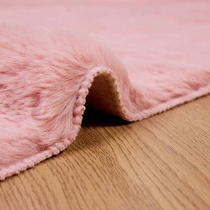 Anti-Slip Faux Rabbit Fur Rug OLITE Pink 100 x 200 cm Polyester