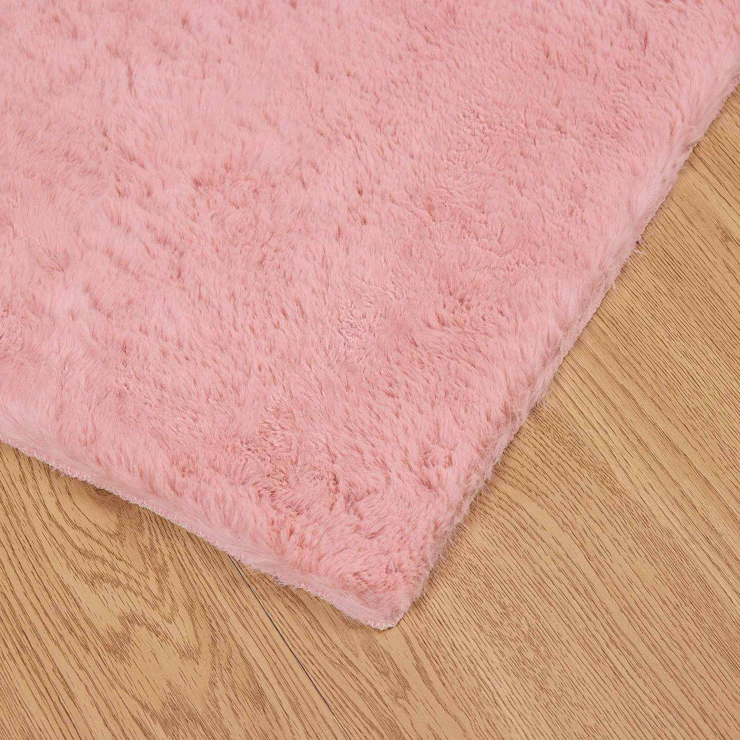 Anti-Slip Faux Rabbit Fur Rug OLITE Pink 100 x 200 cm Polyester