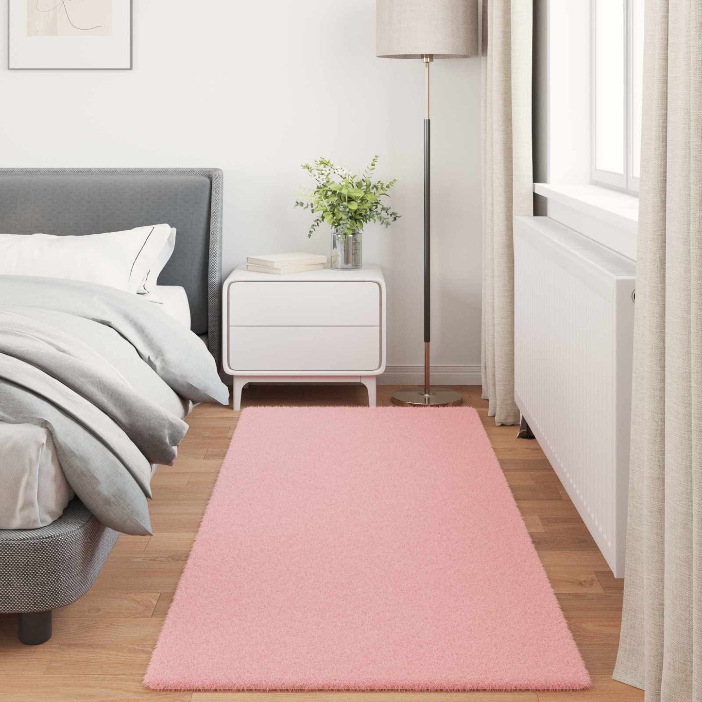 Anti-Slip Faux Rabbit Fur Rug OLITE Pink 100 x 200 cm Polyester