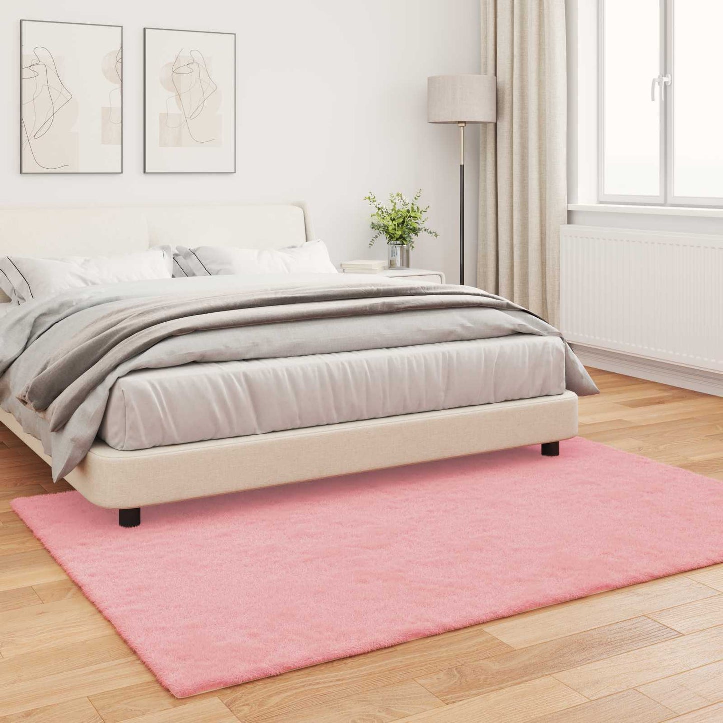Anti-Slip Faux Rabbit Fur Rug OLITE Pink 120 x 170 cm Polyester