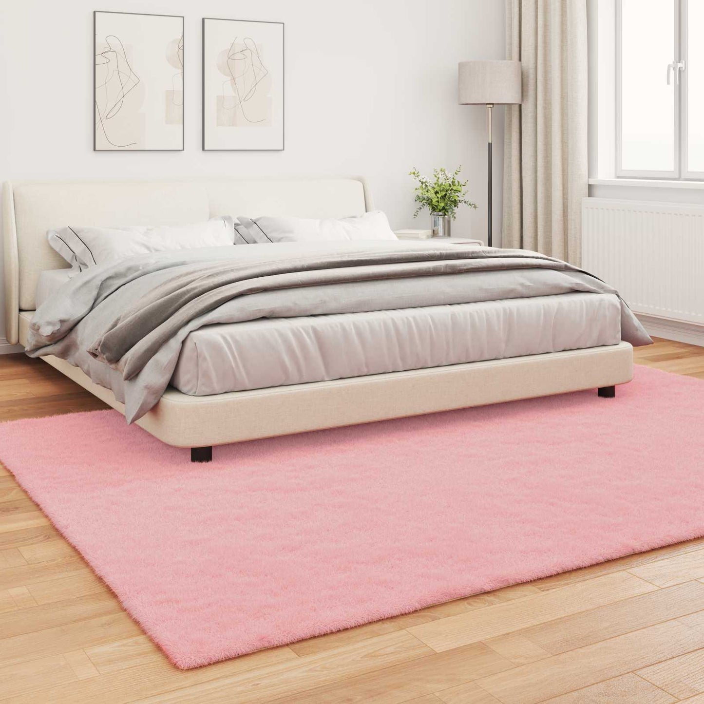 Anti-Slip Faux Rabbit Fur Rug OLITE Pink 200 x 280 cm Polyester