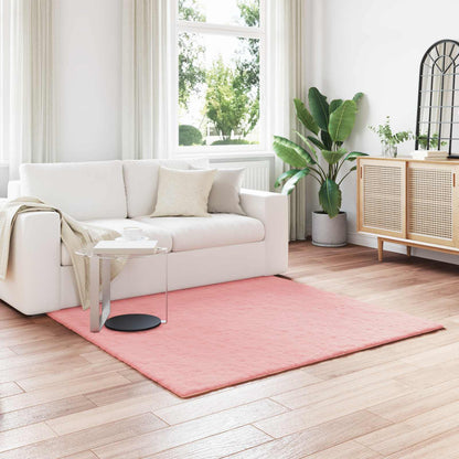 Anti-Slip Faux Rabbit Fur Rug OLITE Pink 120 x 120 cm Polyester