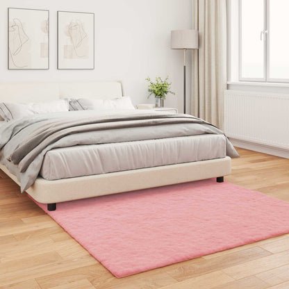 Anti-Slip Faux Rabbit Fur Rug OLITE Pink 160 x 160 cm Polyester