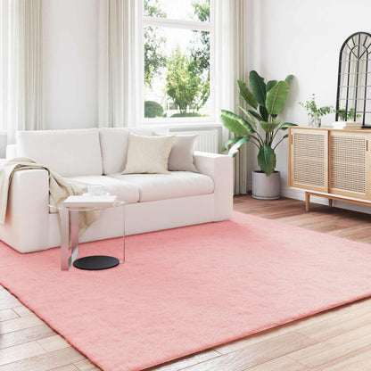 Anti-Slip Faux Rabbit Fur Rug OLITE Pink 240 x 240 cm Polyester