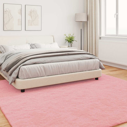 Anti-Slip Faux Rabbit Fur Rug OLITE Pink 240 x 240 cm Polyester