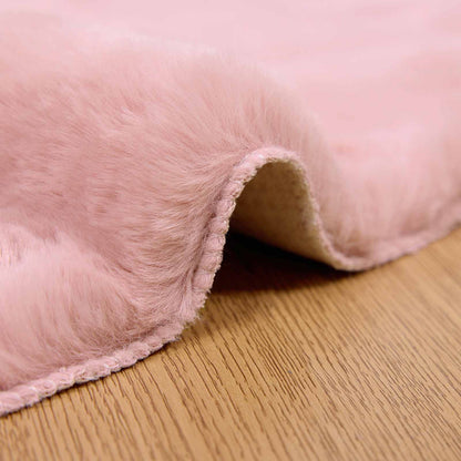 Anti-Slip Faux Rabbit Fur Rug OLITE Pink Ø 80 cm Polyester