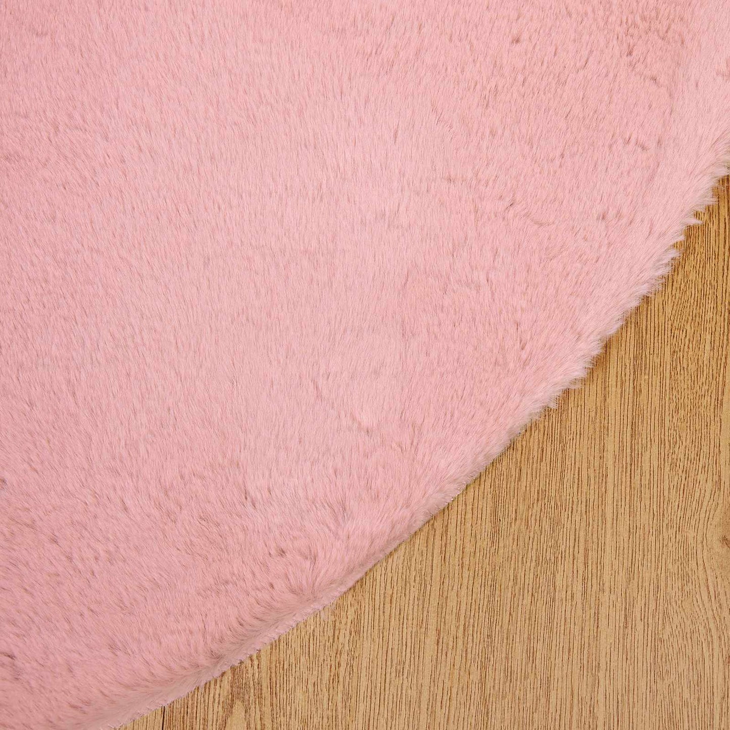 Anti-Slip Faux Rabbit Fur Rug OLITE Pink Ø 80 cm Polyester