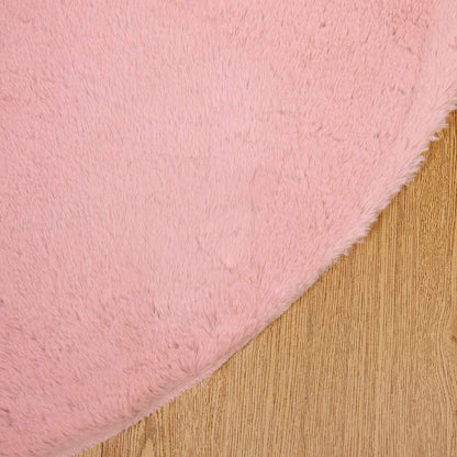 Anti-Slip Faux Rabbit Fur Rug OLITE Pink Ø 80 cm Polyester