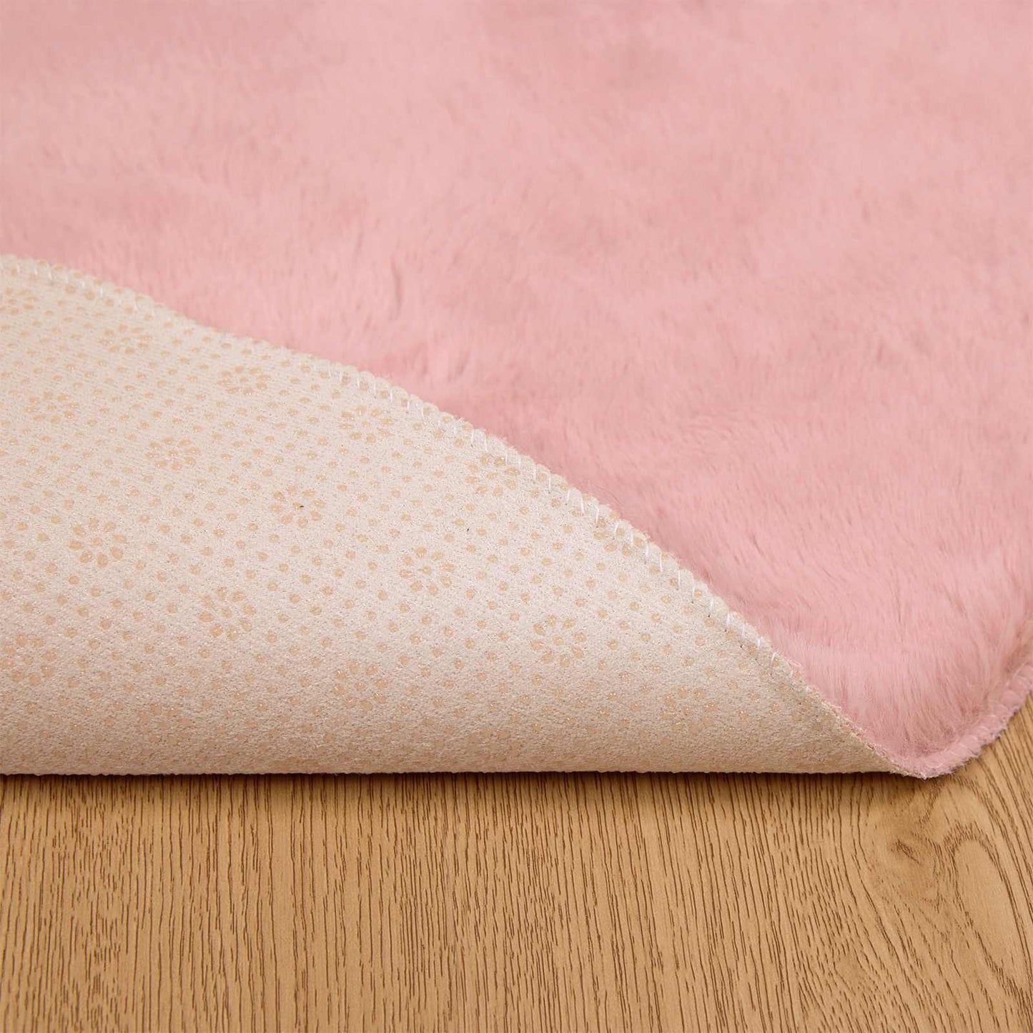 Anti-Slip Faux Rabbit Fur Rug OLITE Pink Ø 80 cm Polyester