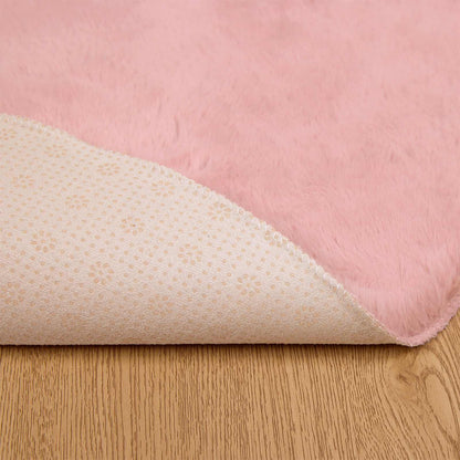 Anti-Slip Faux Rabbit Fur Rug OLITE Pink Ø 80 cm Polyester