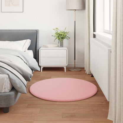 Anti-Slip Faux Rabbit Fur Rug OLITE Pink Ø 80 cm Polyester