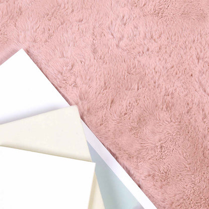 Anti-Slip Faux Rabbit Fur Rug OLITE Pink Ø 80 cm Polyester