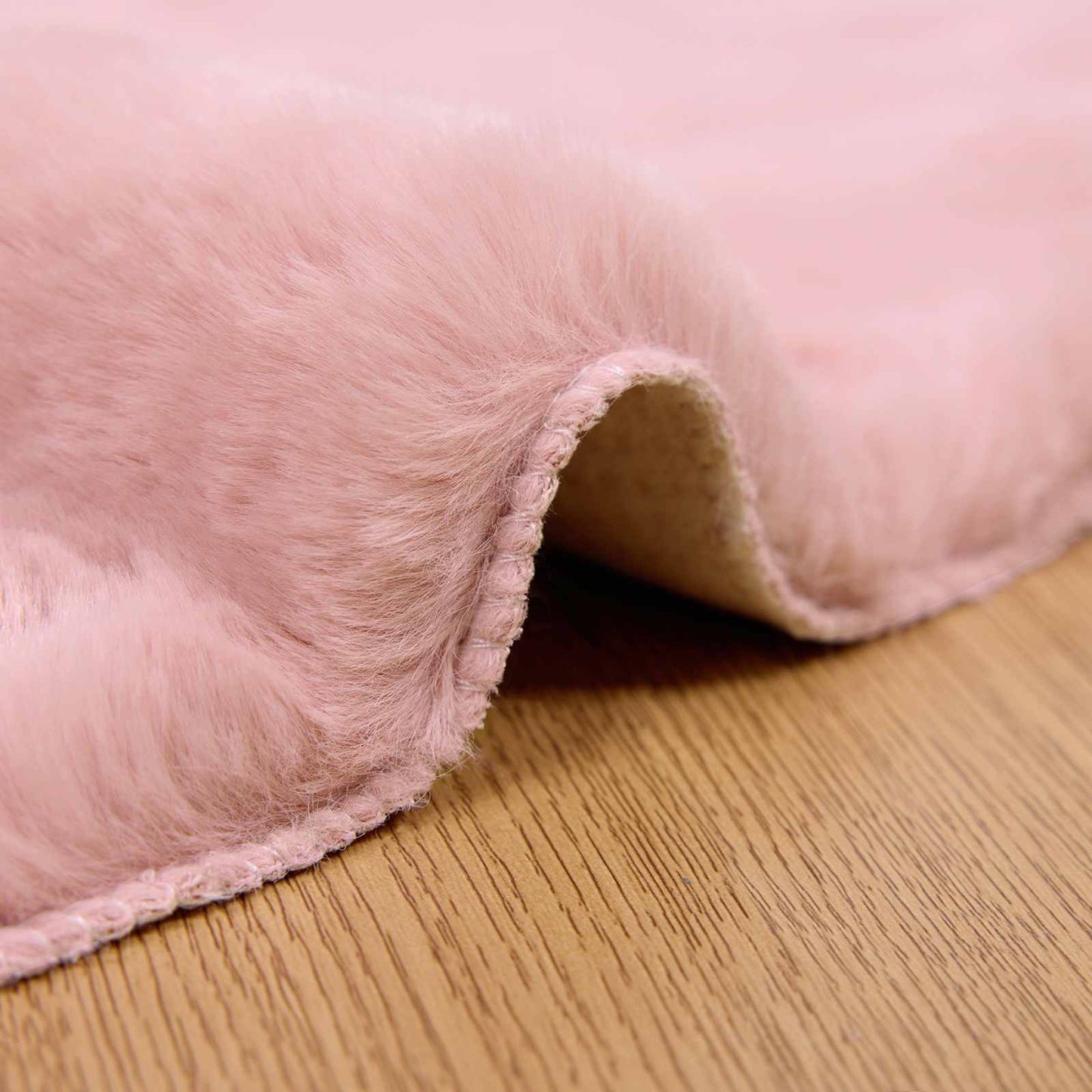 Anti-Slip Faux Rabbit Fur Rug OLITE Pink Ø 100 cm Polyester