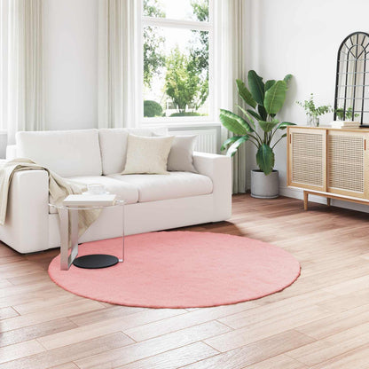 Anti-Slip Faux Rabbit Fur Rug OLITE Pink Ø 200 cm Polyester