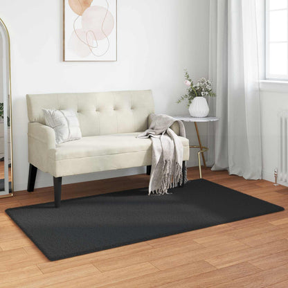 Anti-Slip Faux Rabbit Fur Rug OLITE Black 80 x 150 cm Polyester