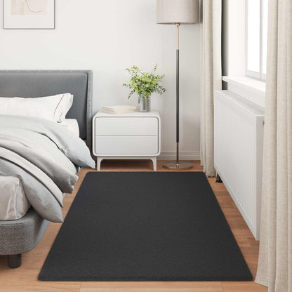 Anti-Slip Faux Rabbit Fur Rug OLITE Black 80 x 200 cm Polyester
