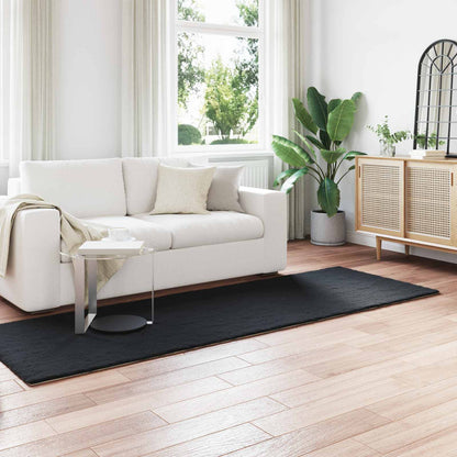 Anti-Slip Faux Rabbit Fur Rug OLITE Black 80 x 250 cm Polyester
