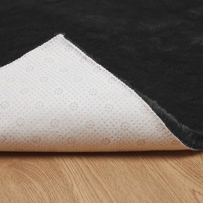 Anti-Slip Faux Rabbit Fur Rug OLITE Black 140 x 200 cm