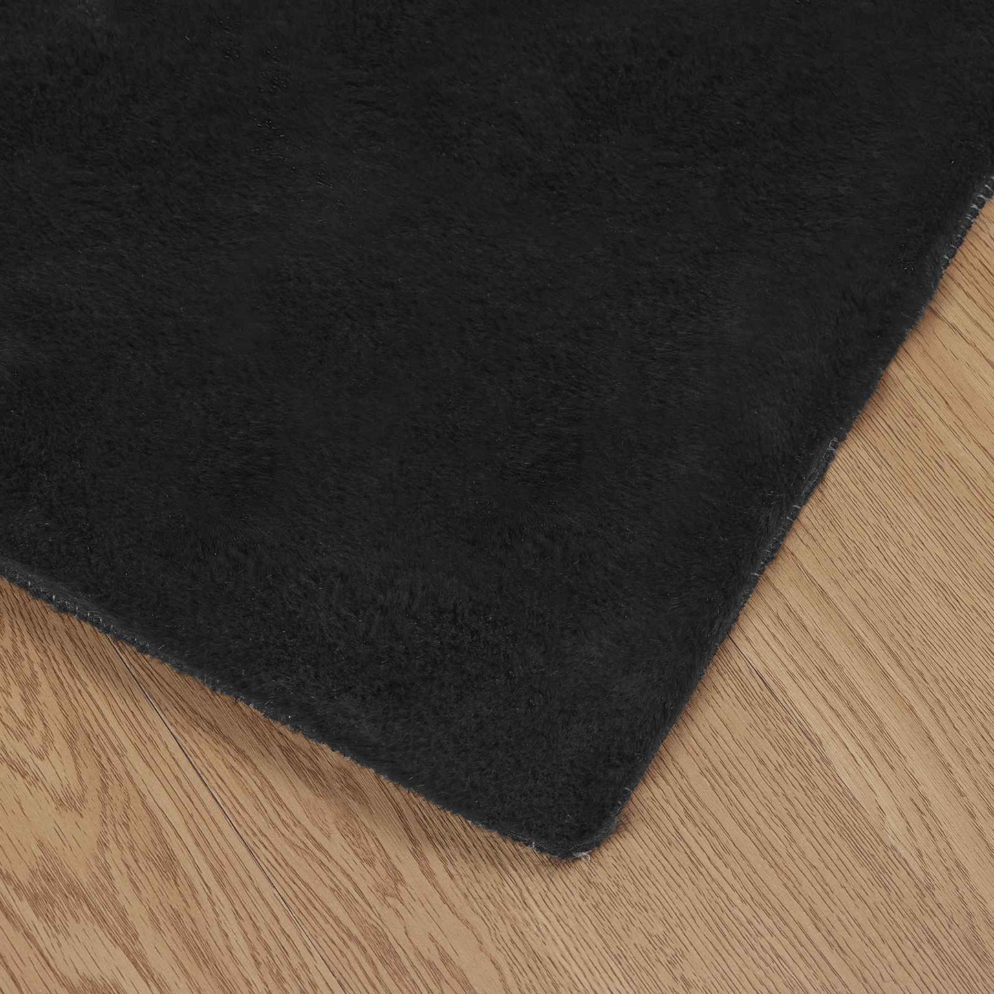 Anti-Slip Faux Rabbit Fur Rug OLITE Black 240 x 340 cm