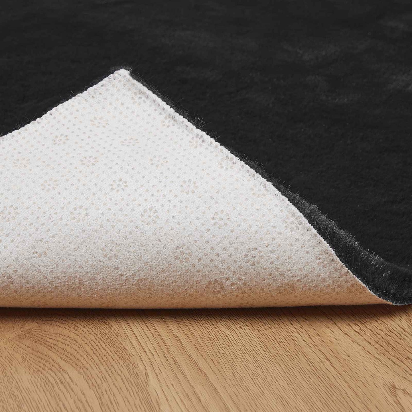 Anti-Slip Faux Rabbit Fur Rug OLITE Black 240 x 340 cm