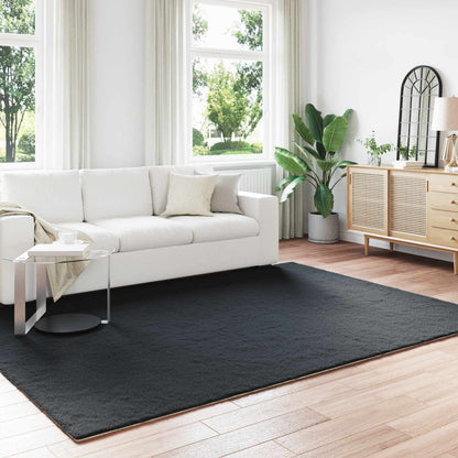 Anti-Slip Faux Rabbit Fur Rug OLITE Black 240 x 340 cm