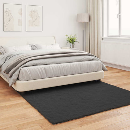 Anti-Slip Faux Rabbit Fur Rug OLITE Black 120 x 120 cm