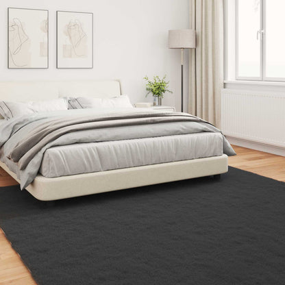 Anti-Slip Faux Rabbit Fur Rug OLITE Black 200 x 200 cm