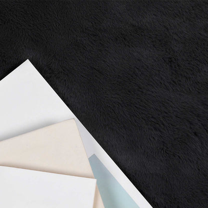Anti-Slip Faux Rabbit Fur Rug OLITE Black Ø 80 cm Polyester