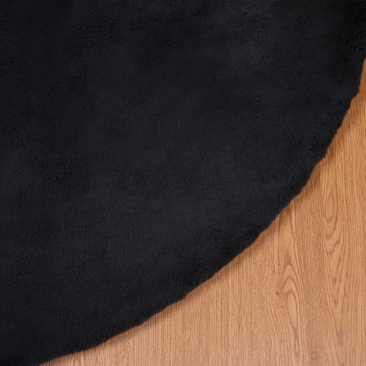 Anti-Slip Faux Rabbit Fur Rug OLITE Black Ø 120 cm Polyester